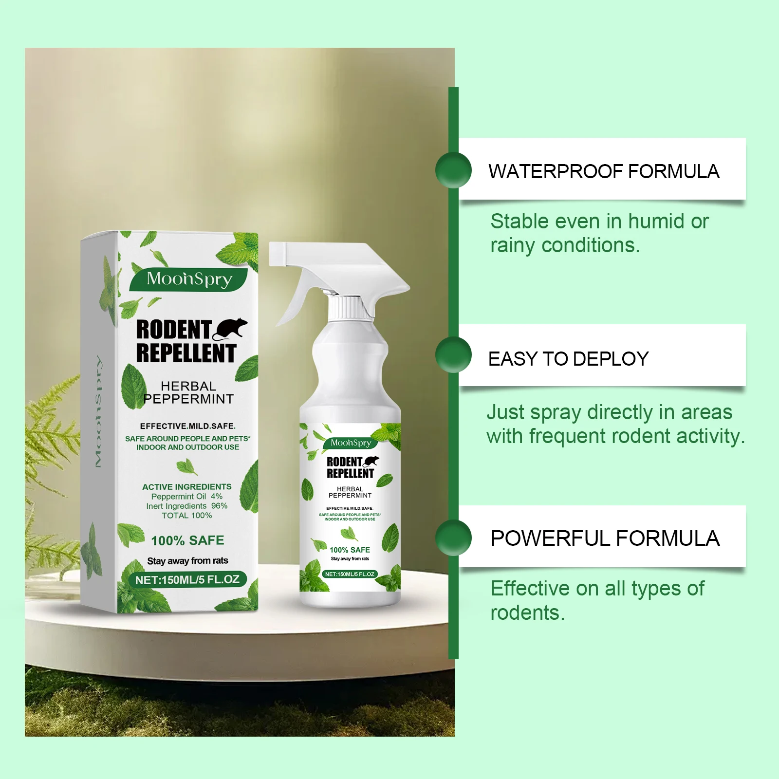 Mint-Flavored Mouse Repellent Spray Mouse Repellent for Outdoor Gardening, Preventing and Exterminating, Mouse Avoidance and Rep - view 3