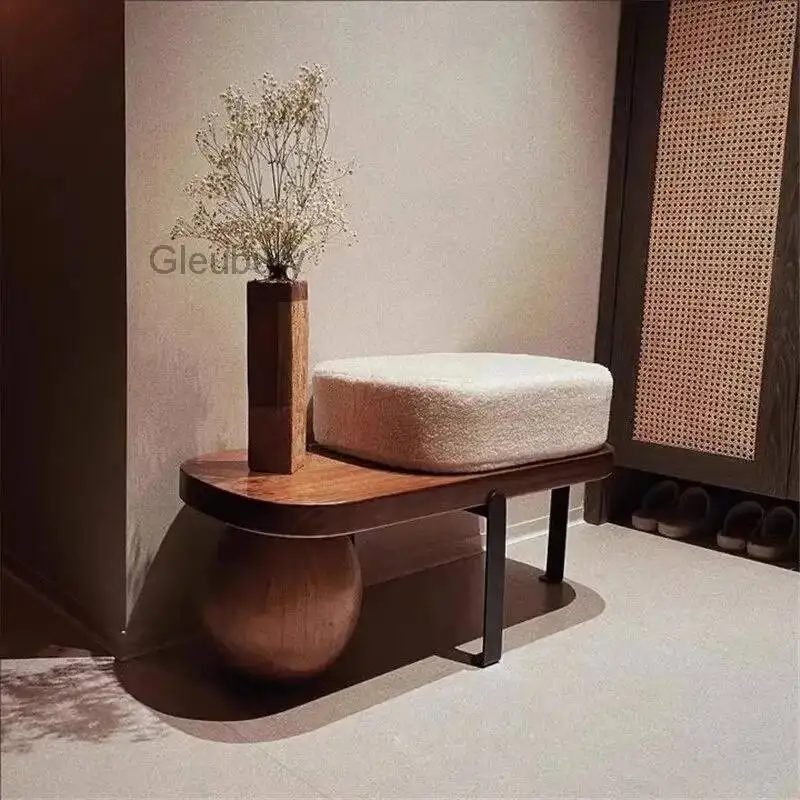 Pouf d'entrée minimaliste moderne de luxe pour hôtel, tabouret de couloir, meuble de salon mobile