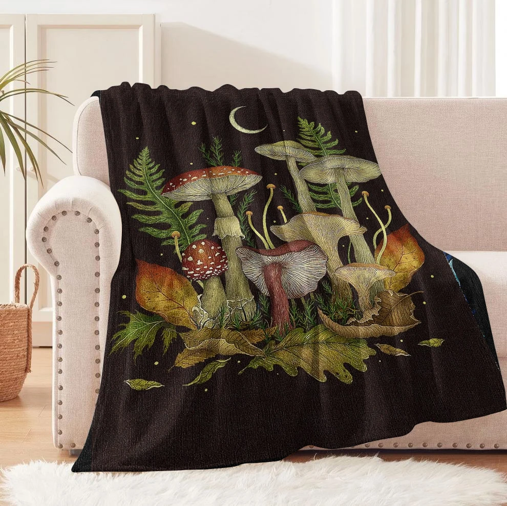 1pc Mysterious style blanket gifts Fantasy Mushroom Moth flannel Blankets for men women fantasy healing gifts four season use