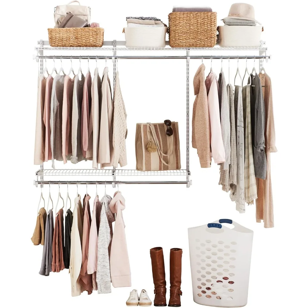 

Configurations Custom Closet Kit, 3-6 Ft. Adjustable Metal Wire Shelving, White Finish, Expandable Organization System, Hardware