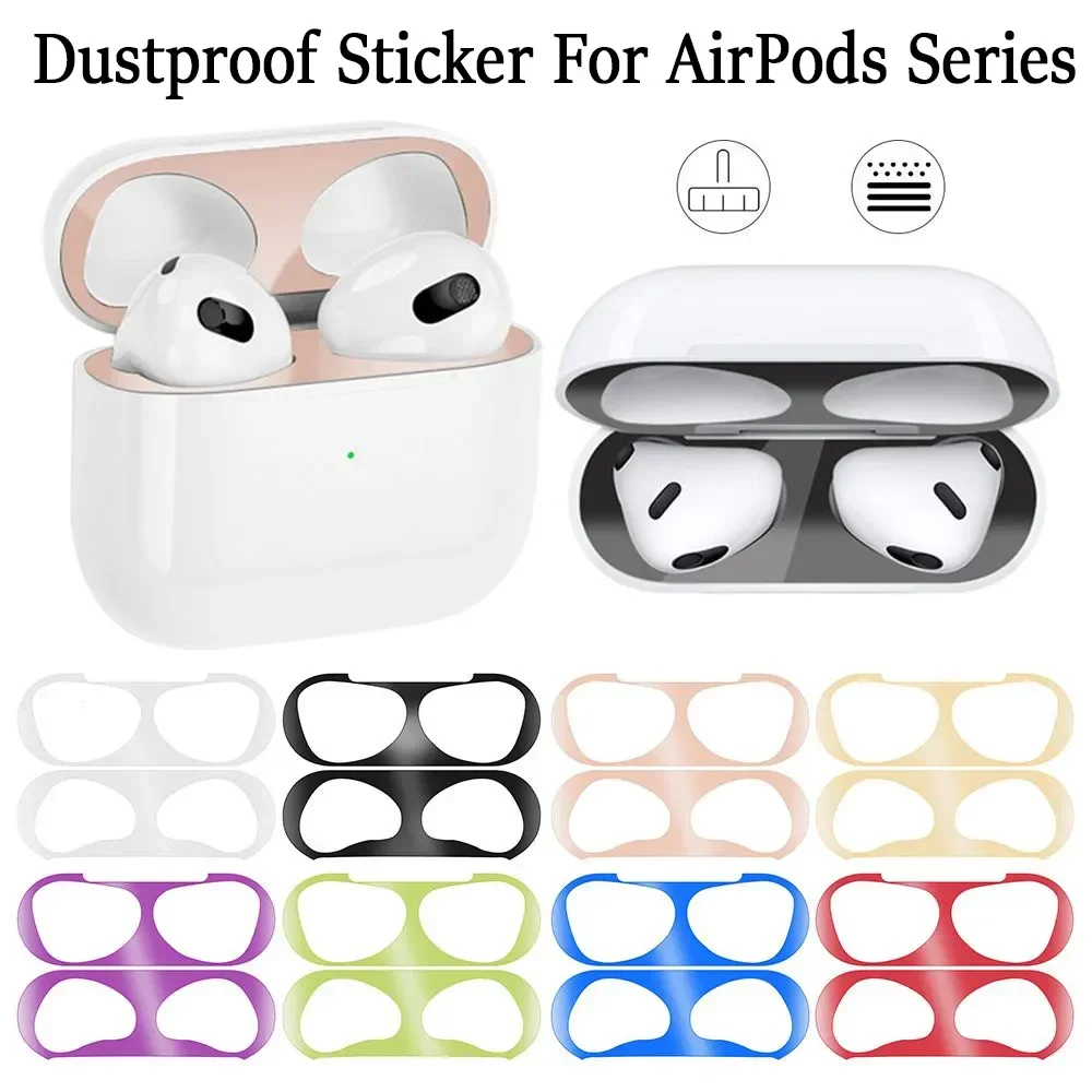 Pegatina ultrafina a prueba de polvo para AirPods 1, 2, 3 Pro, película protectora de Metal para auriculares Apple AirPods Pro 2 Pro1