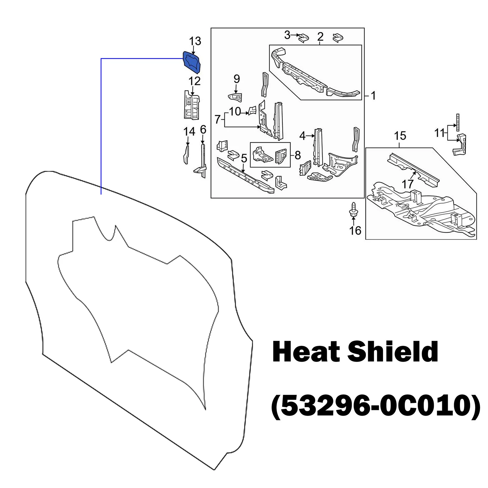 2x For Toyota Sequoia Tundra Radiator Support Heater Splash Heat Air Shield Left Right Protector 53296-0C010