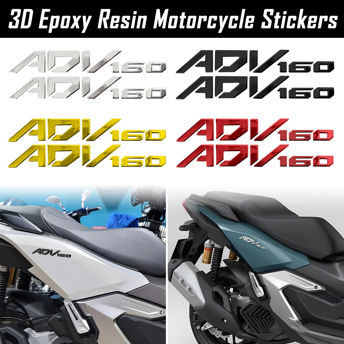 For ADV160 adv ADV 160 3D Epoxy Resin Motorcycle Emblem Stickers Moto Scooter Side Body Decoration Waterproof Accessories Decals