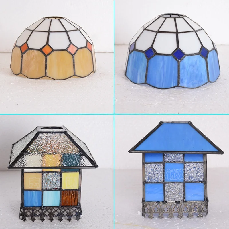 Vintage Stained Glass Lampshade Replacement E27 Baroque Tiffany Style Table Lamp Living Room Bedroom Decor Ceiling Hanging Light