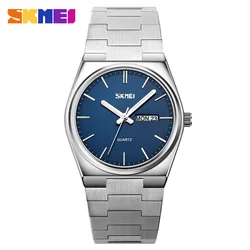 SKMEI New Casual Quartz Clock Male Full Steel Time Week Date Sports Watch Mens Waterproof Business Wristwatches Man reloj hombre