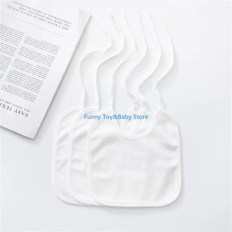 

Pack of 10pcs White Cotton Baby Bibs for Painting DIY Blank Drooling Bibs Set C90B