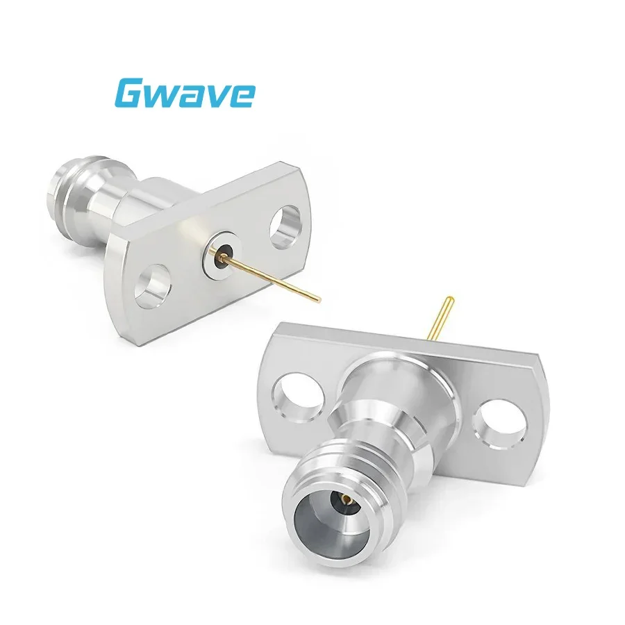 1.0mm Female Connector for PCB RF Applications Field Replaceable 2-Hole Flange 7.1mm Hole Spacing 0.23mm Pin Diameter DC 110GHz