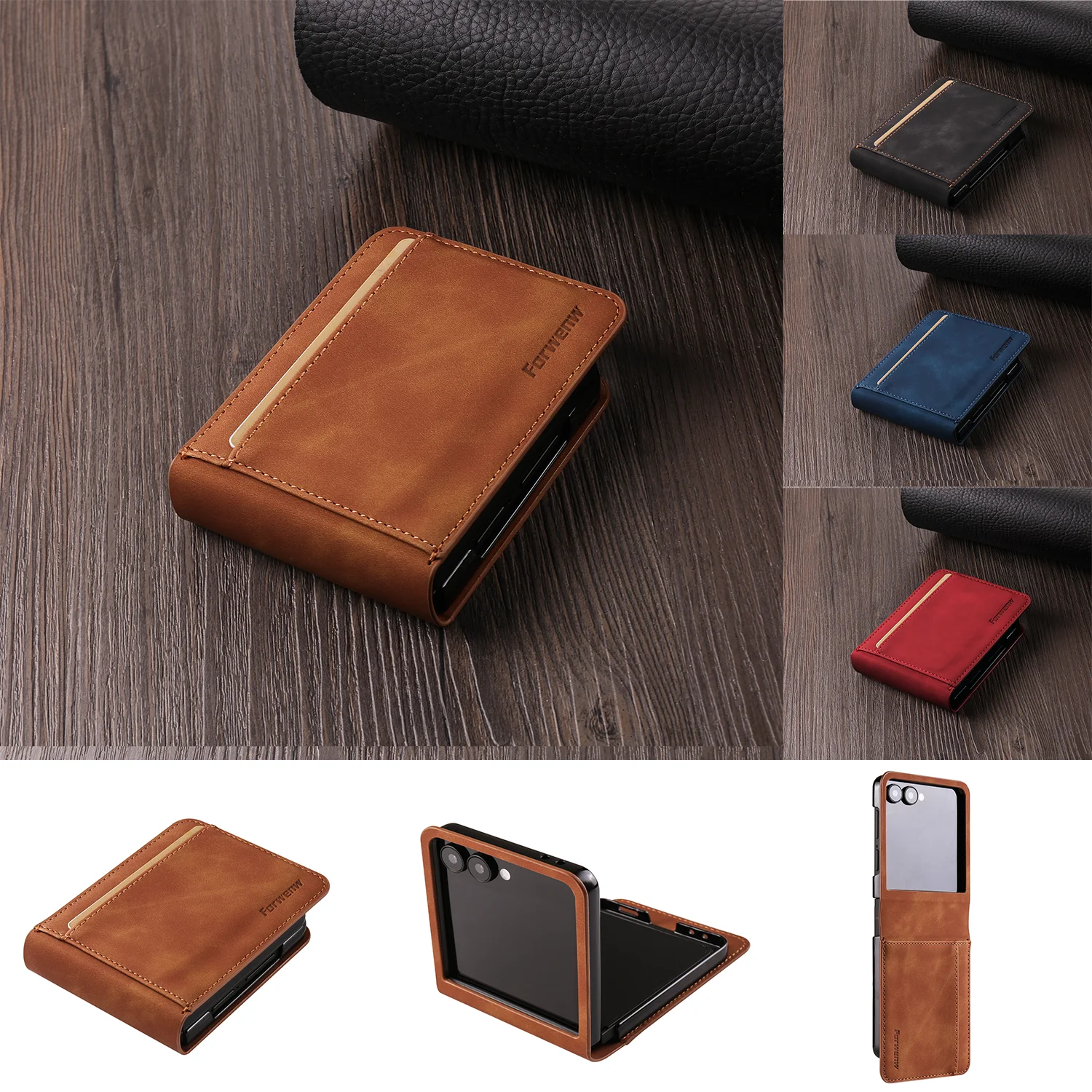 Retro Luxus Flip-Leder-Handyhülle für Samsung Galaxy Z Flip 8 7 6 5 4 3 Flip7 FE Flip6 5G mit Kartenfach und magnetischem Verschluss
