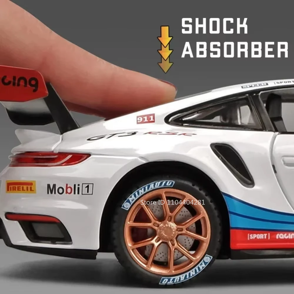 1:24 911 GT3 RSR كايين سيارات لعب دييكاست سبيكة نموذج الأبواب مفتوحة مع ضوء الصوت التراجع المركبات مجموعة هدايا الأطفال