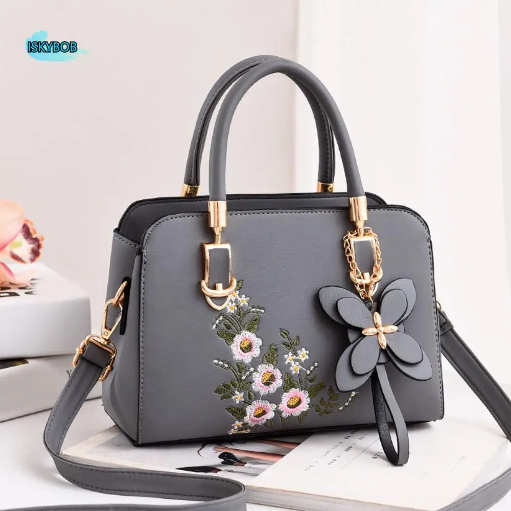 

Trendy Elegant PU Mommy Bag Y2K Pendant Sweet Embroidery Square Bag Large Capacity Tote Bag Elegant Shoulder Bag Chinese Style