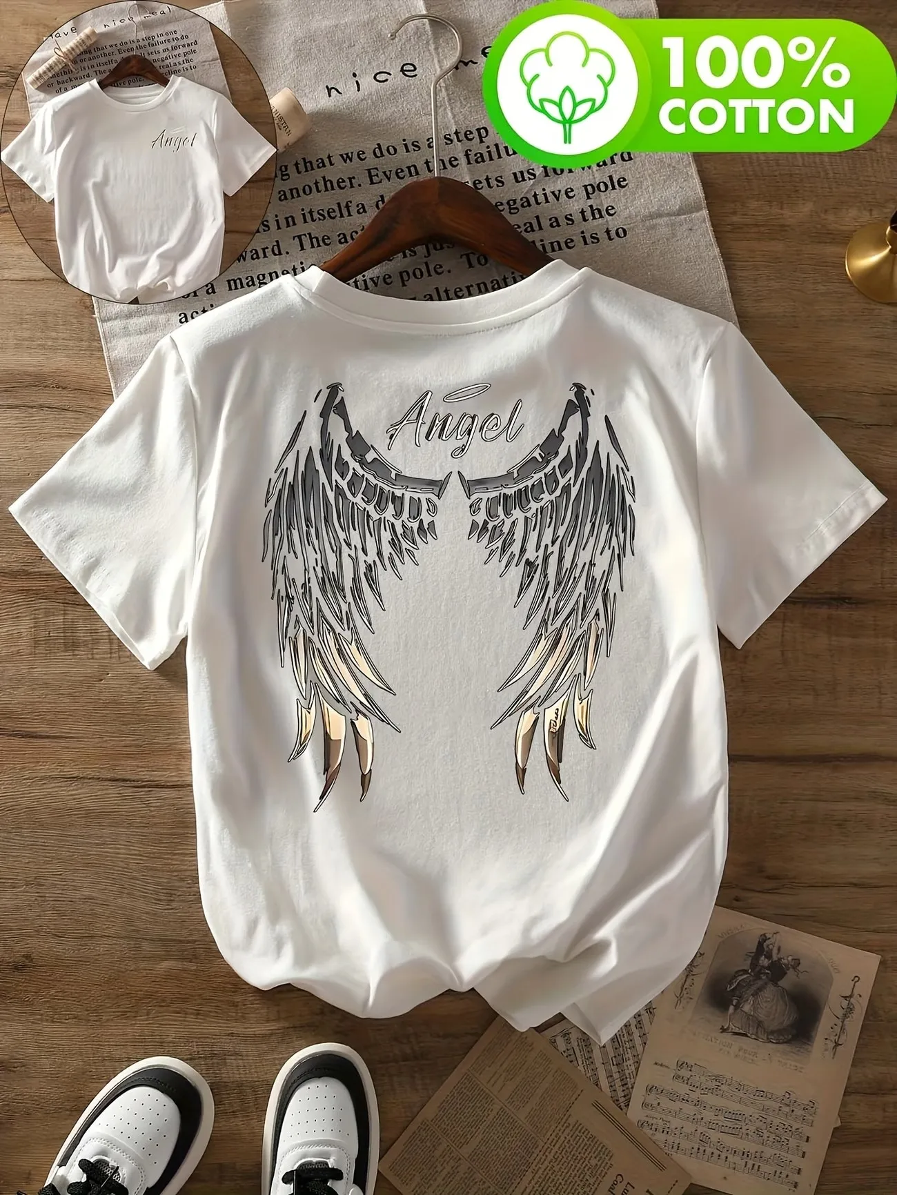 Dark Angel Wing Hot sale Graphic Printed T-Shirts For Women Loose Oversized Clothing Hip Hop Street Tshirt Cotton Short Sleeves