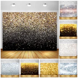 Black Gold Glitters Light Bokeh Birthday Party Photography Backdrop Banner Photographic Decoration Backgrounds For Photo Studio