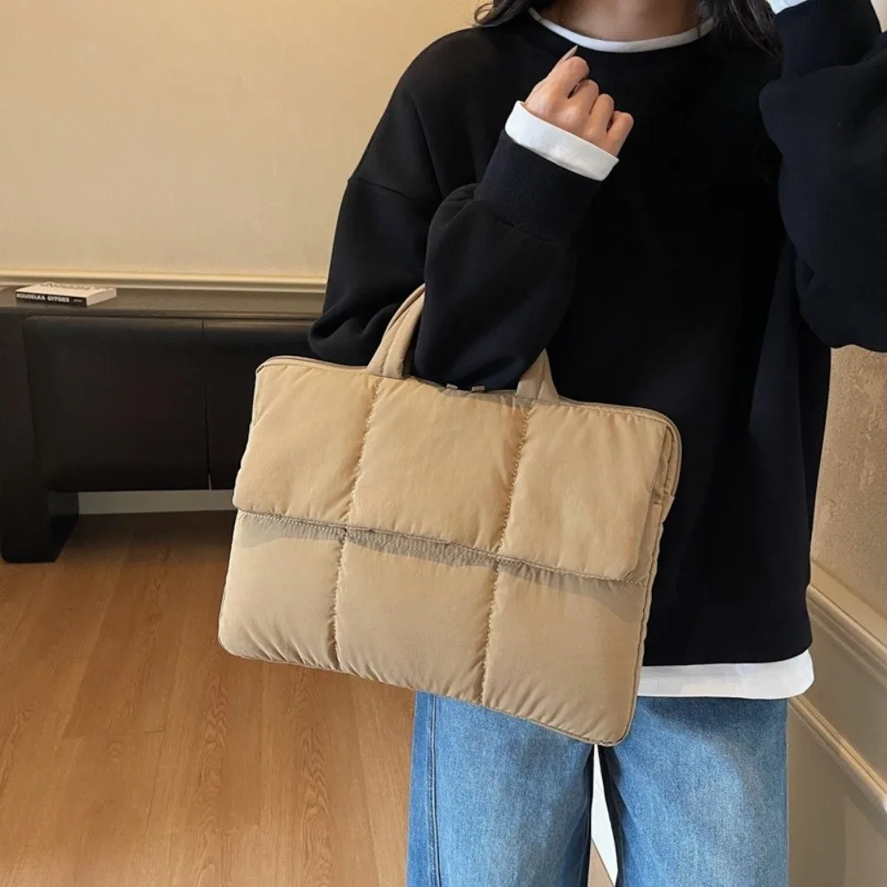Simple 16 Inch Laptop Handbag Shockproof Puffy Pillow Laptop Sleeve Lightweight Quilted Puffer Notebook Storage Bag Men Women