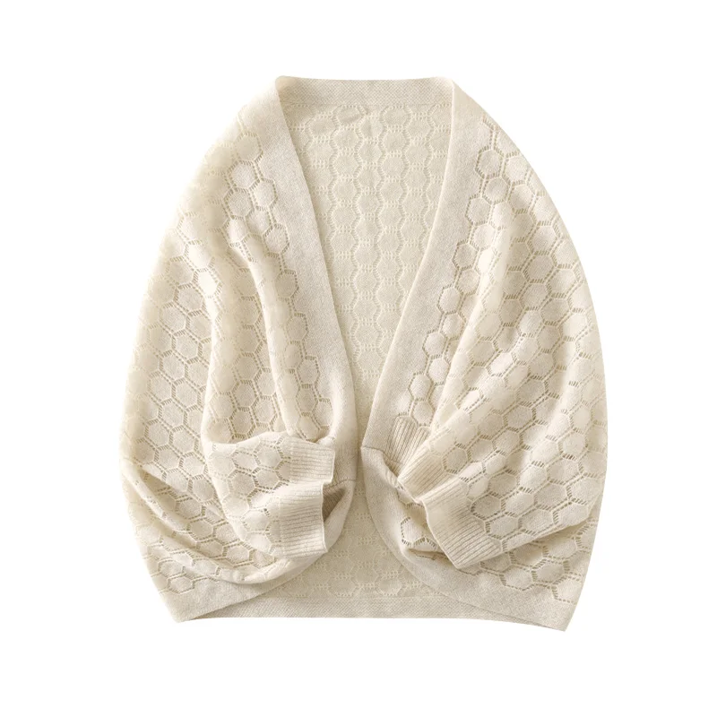 100% Cashmere New Knitted Shawl Korean-Style Cardigan Dual-Use Hollow-Out Neck And Shoulder Protector Air Conditioning Scarf