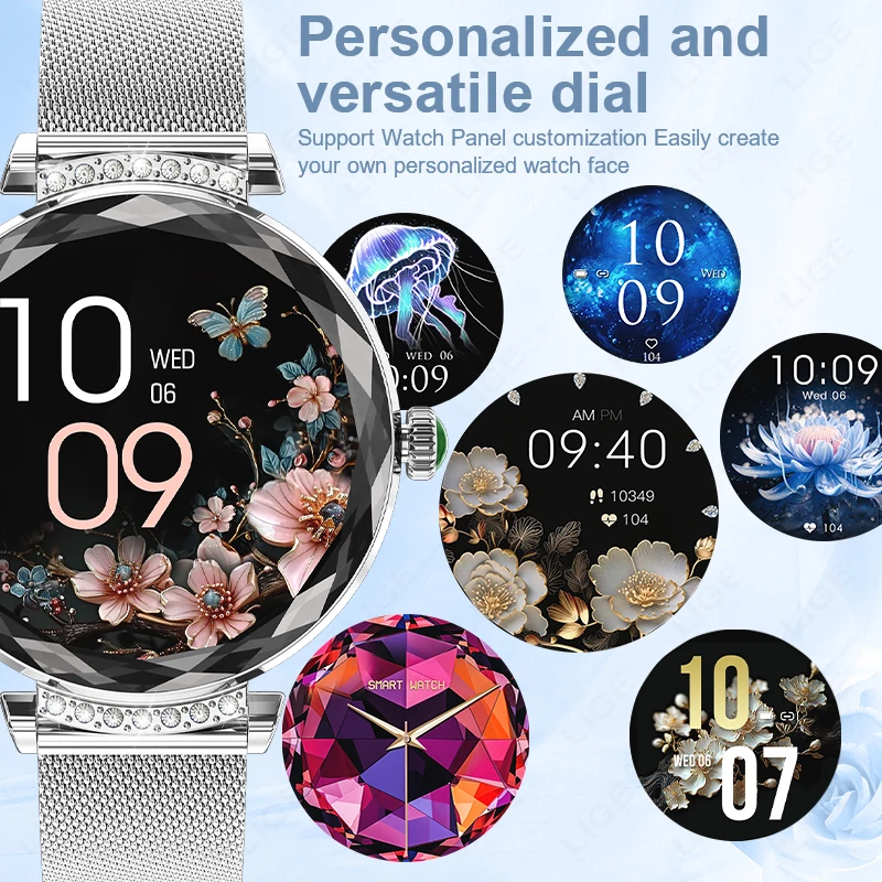 LIGE New Luxury 1.19 Inch AMOLED Smart Watches Women Heart Rate Health Bluetooth Call Waterproof SmartWatch Bracelet Ladies 2026