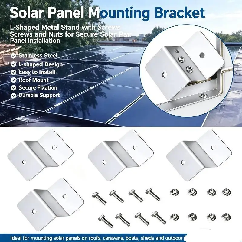 4PCS/SET Solar Panel Z Brackets Mount Mounting Kits With Nuts And Bolts For RV, Trailers, Boats, Yachts, Wall,