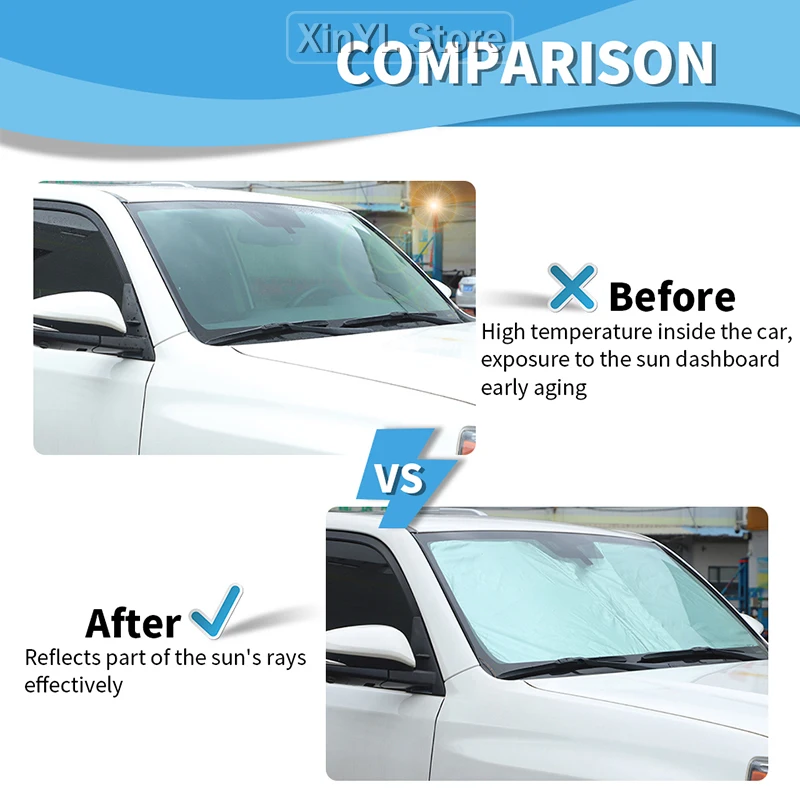 Car Front Windshield Sunshade Sun Visor UV Protection Cover For 4Runner 2017 Up 1PC Auto Interior Accessories
