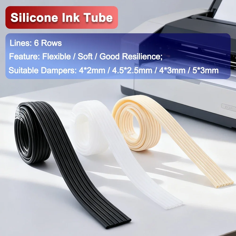 4*2mm 6 Rows Soft Ink Tube For DTF UV Inkjet Printer Ink CISS System Silicone Corrosion Resisted Material Flexible Hose Pipe
