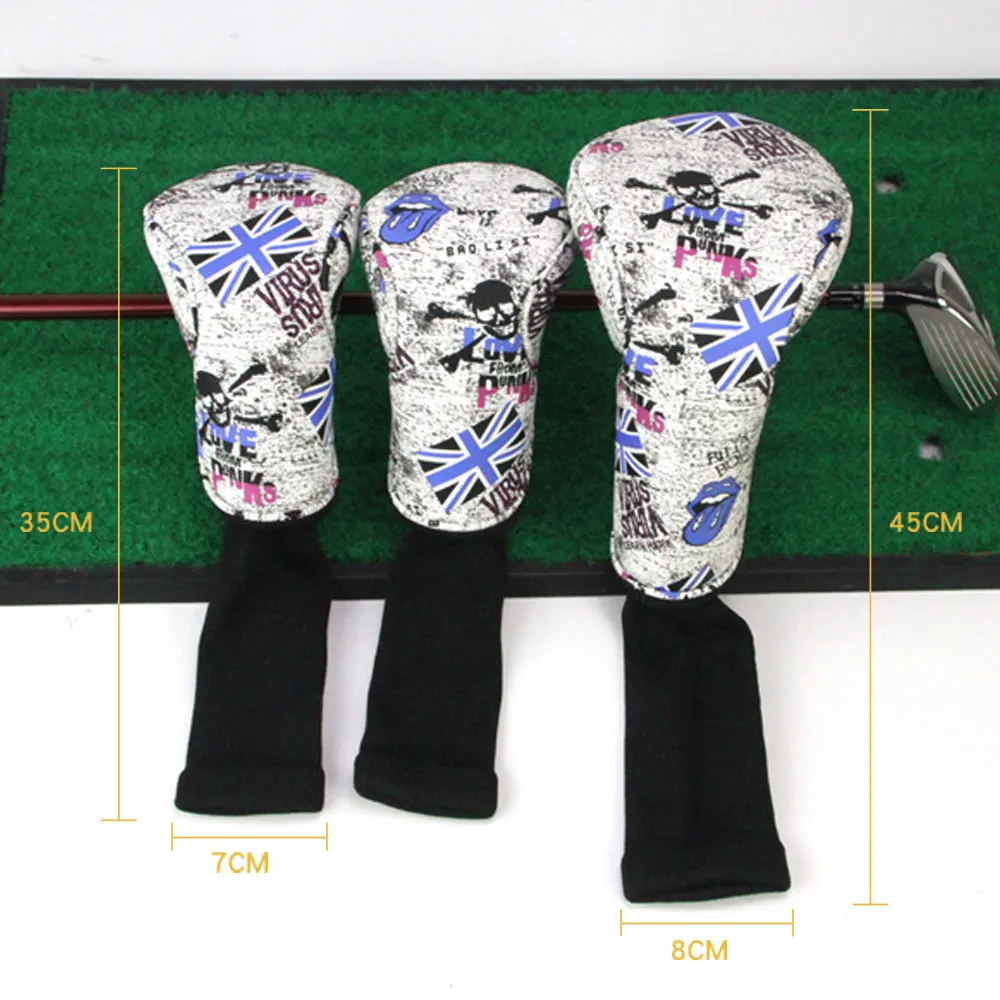 3Pcs/Set Golf Head Covers Driver 3 4 5 7 X Wood Headcovers Long Neck Knit Protective Cover Fairway Driver Club Accessories