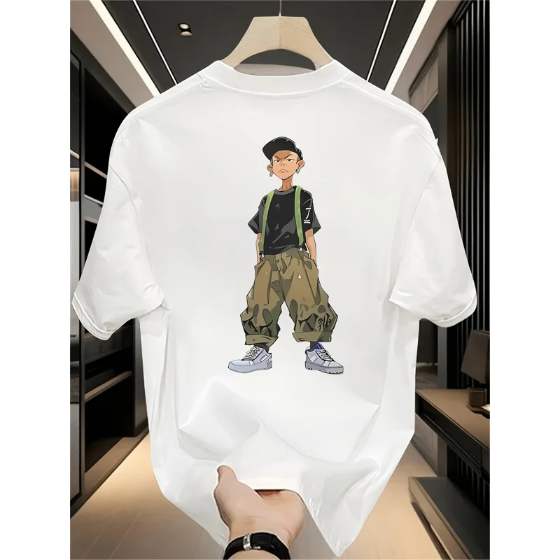 Heavyweight pure cotton trendy brand printed short sleeve shirtTMen's summer new large size versatile casual shirt