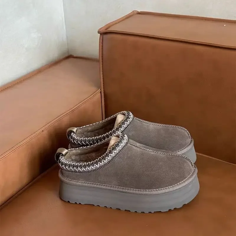 

2026 Nuevas Botas Clásicas Ultra Mini De Plataforma De Cuero De Gamuza Lana Comodidad Invierno Zapatillas De Piel Para Mujer
