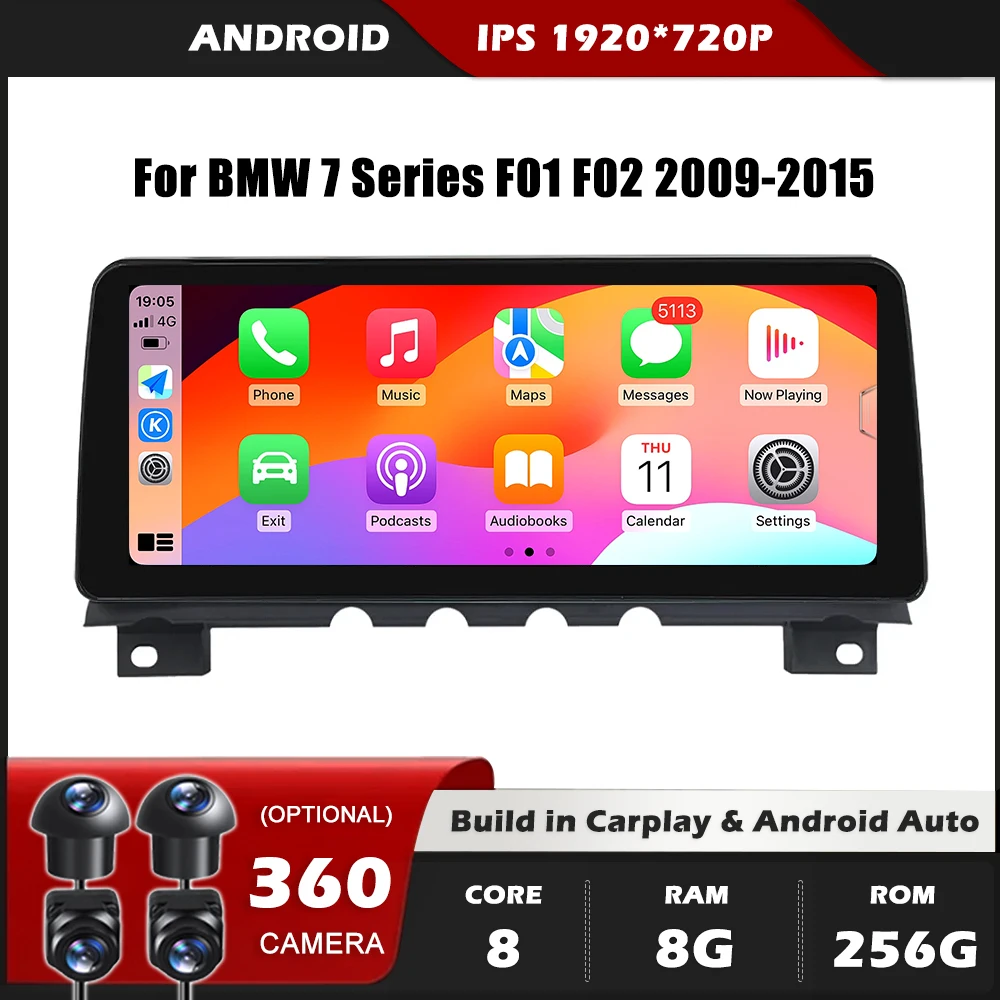 12.3 Inch Android 14 For BMW 7 Series F01 F02 2009-2015 Car Player Multimedia Original GPS Navigation CarPlay Auto WIFI