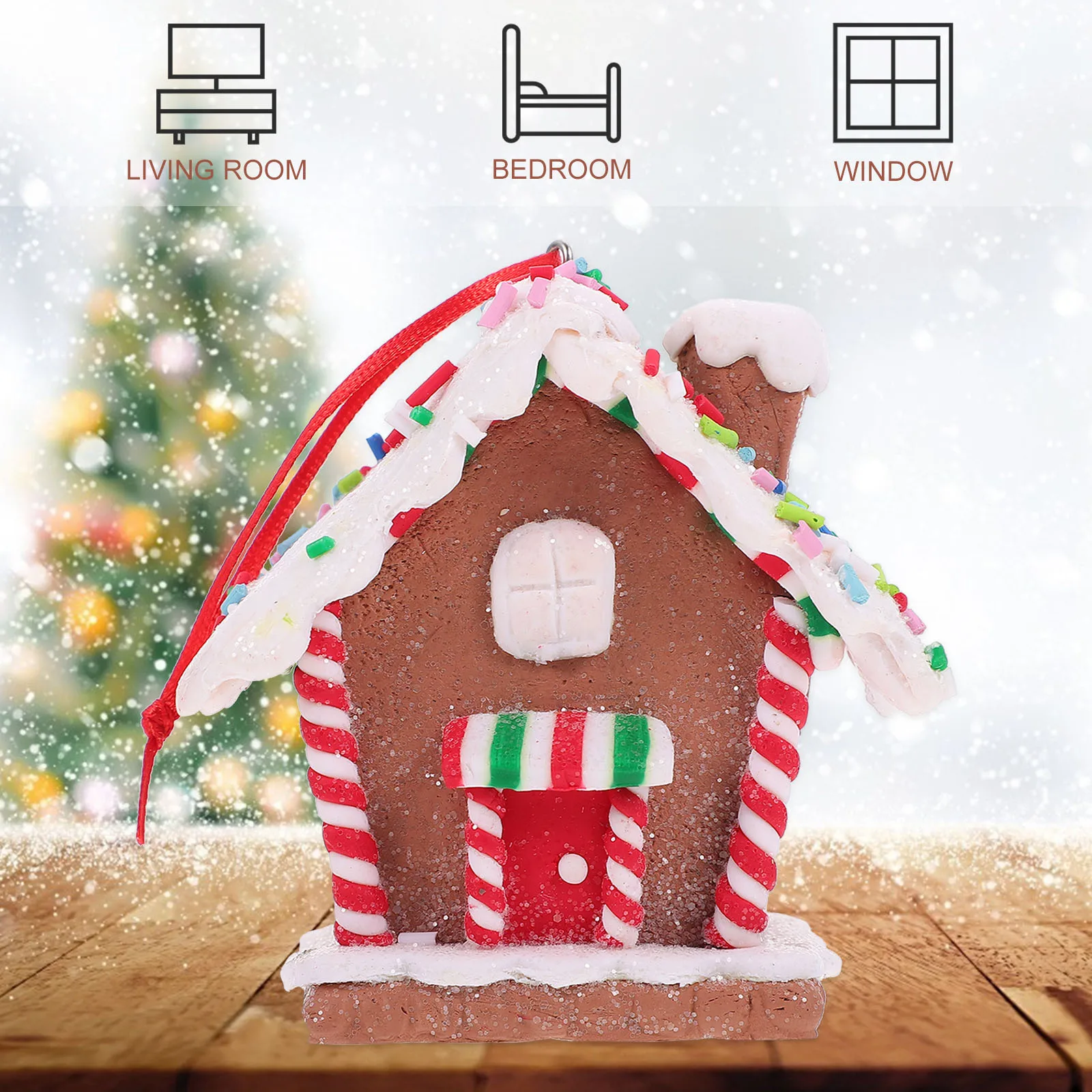 

3Pcs Christmas Tree Hanging Ornaments Gingerbread Design Cute Holiday Decor for Mantel Wall Window Xmas