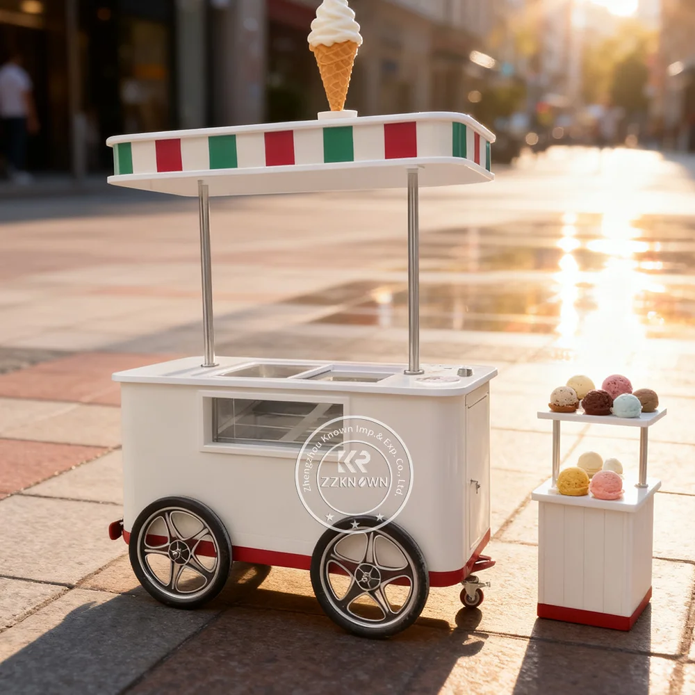

Mobile Hot Dog Vans Ice Cream Food Truck Push Cart Street Food Cart Gelato Showcase Ice Cream Display Case