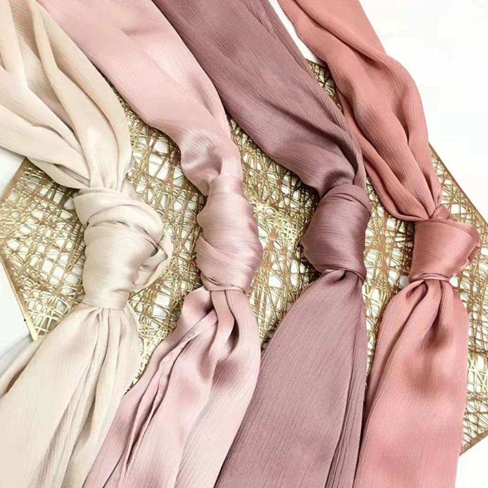 Satin Silk Hijab Scarf for Women Muslim Headwraps Ladies Headscarf Shawl Islam Clothing Ramadan Scarf 70*175cm