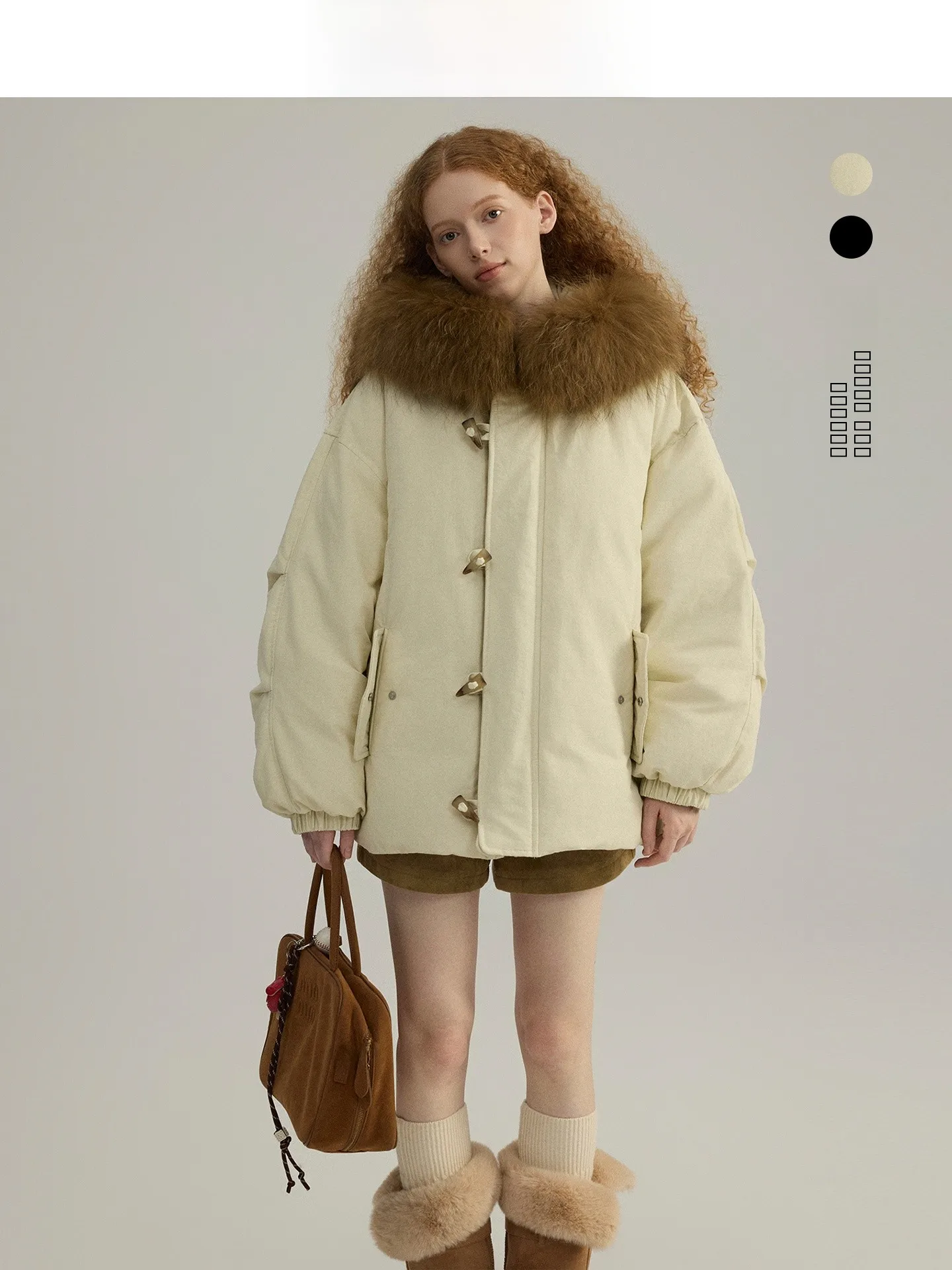 

Женская рабочая куртка-пуховик с большим меховым воротником, 90% белый пух, на пуговицах, с длинными рукавами, средней длины