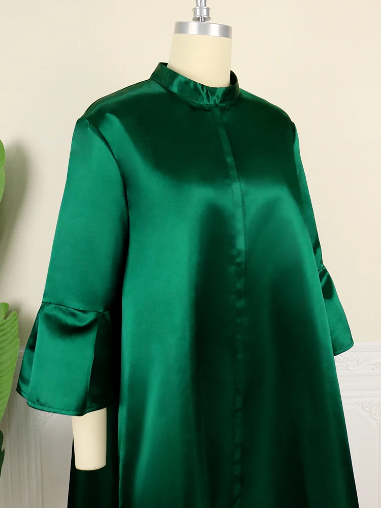 Plus Size Loose Dresses for Women O Neck Three Quater A Line Women Knee Length Casual Office Lady Work Eveing Party Gowns 4XL