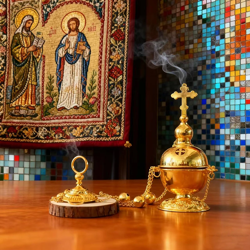Neuer Orthodoxer Christlicher Weihrauchbrenner mit klassischem heiligem Muster, exklusiv für gläubige Anhänger, heilig und respektvoll. – Detail 6