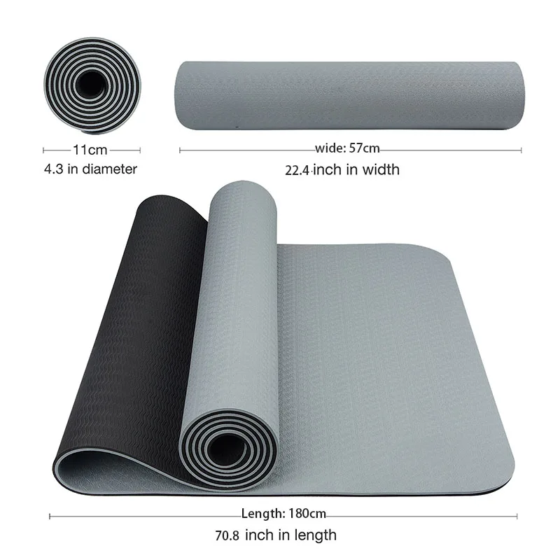 Thick two-color, non-slippery TPE yoga mat, high quality movement for fitness fitness in the home of the tasteless Pad180 * 57cm