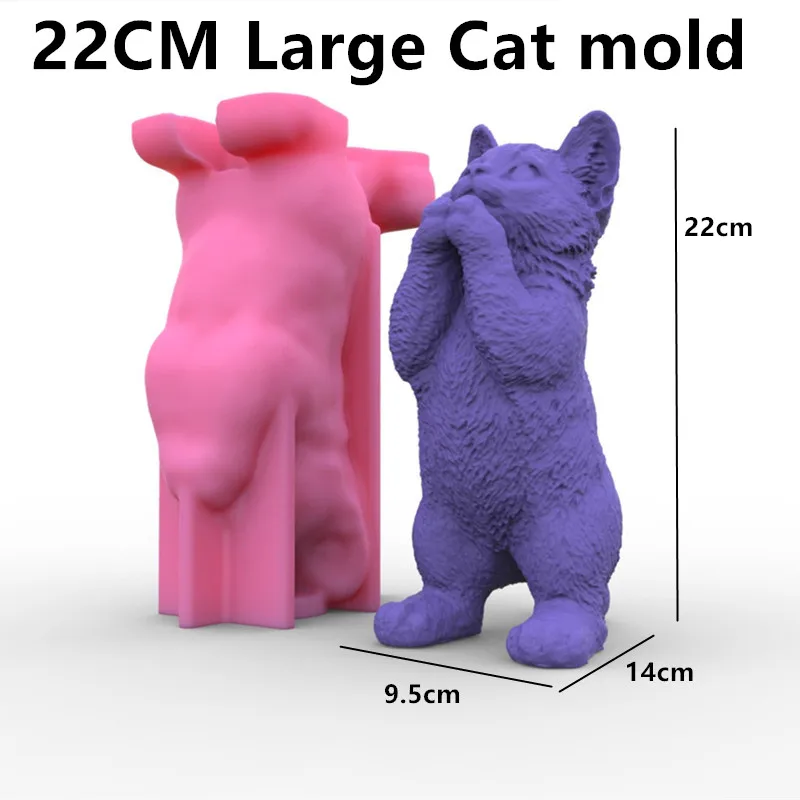 Grote Kat Kaars Mal Teddy Hond Siliconen Kaarsvorm Mooie Dierlijke Gips Hars Zeep Ijs Chocolade Bakvorm Woondecoratie