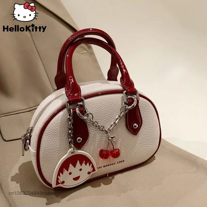 Cherry Maruko Cute Pattern Lychee Pattern Temperament Bag High Quality Handmade Handbag Colorblock Versatile Mini Pouch Women