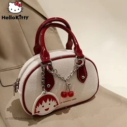 Cherry Maruko Cute Pattern Lychee Pattern Temperament Bag High Quality Handmade Handbag Colorblock Versatile Mini Pouch Women