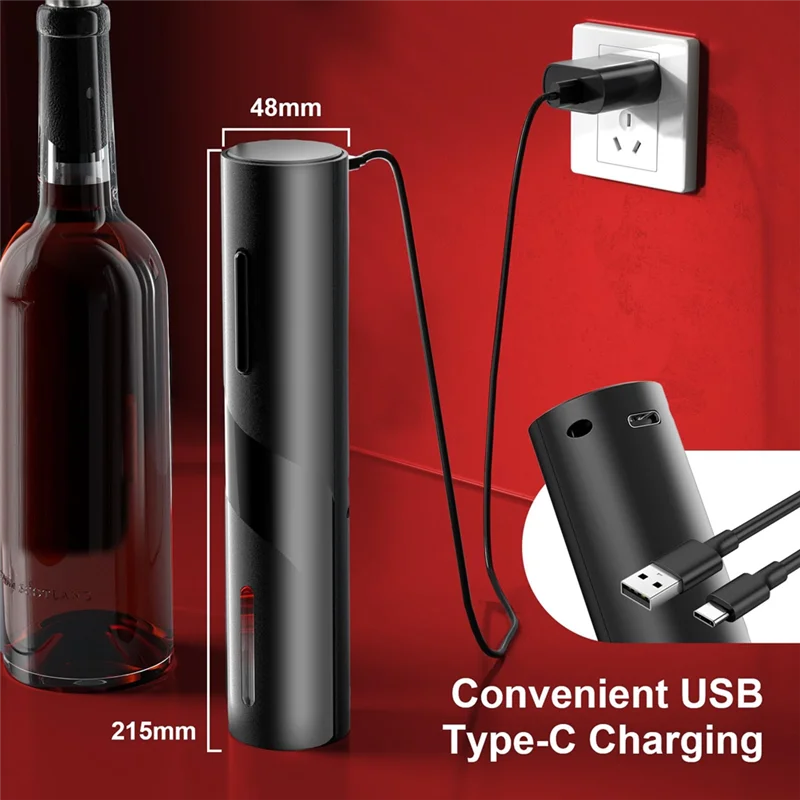 Elektrischer Weinöffner: Automatischer Weinflaschenöffner mit Folienschneider, Weinausgießer, Vakuumstopfen, für die Küche zu Hause Barb64b