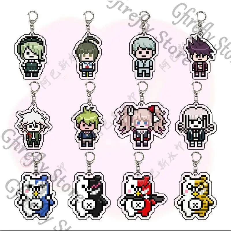 

Hanging Drop Pixel Keychain Ambitus Acrylic Keyring Danganronpa Strap Anime Wright Colleagues Bag Pendant Naegi Makoto Gift