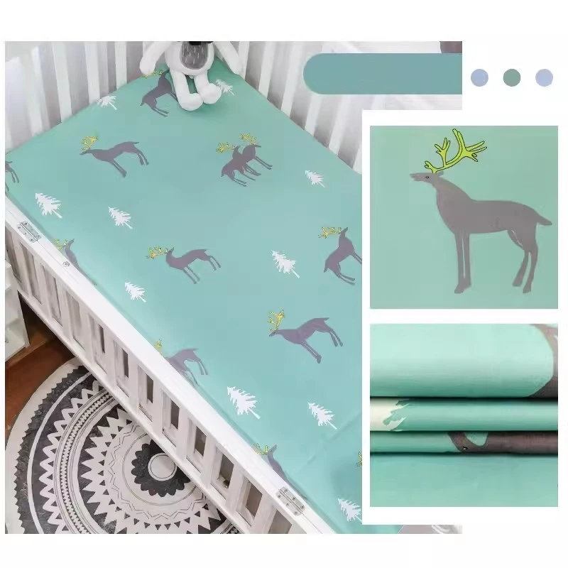 5Pcs Cartoon Deer baby bedding set Cot Crib Bedding Set kit berco Infant baby nursery (4Bumpers+Sheet)