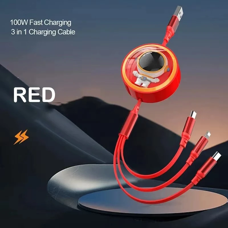 3 In 1 5A Super Fast Charging Data Cable Suitable For IPHONE Huawei Samsung Xiaomi Poco Mobile Phone Telescopic Charging Cable image 4