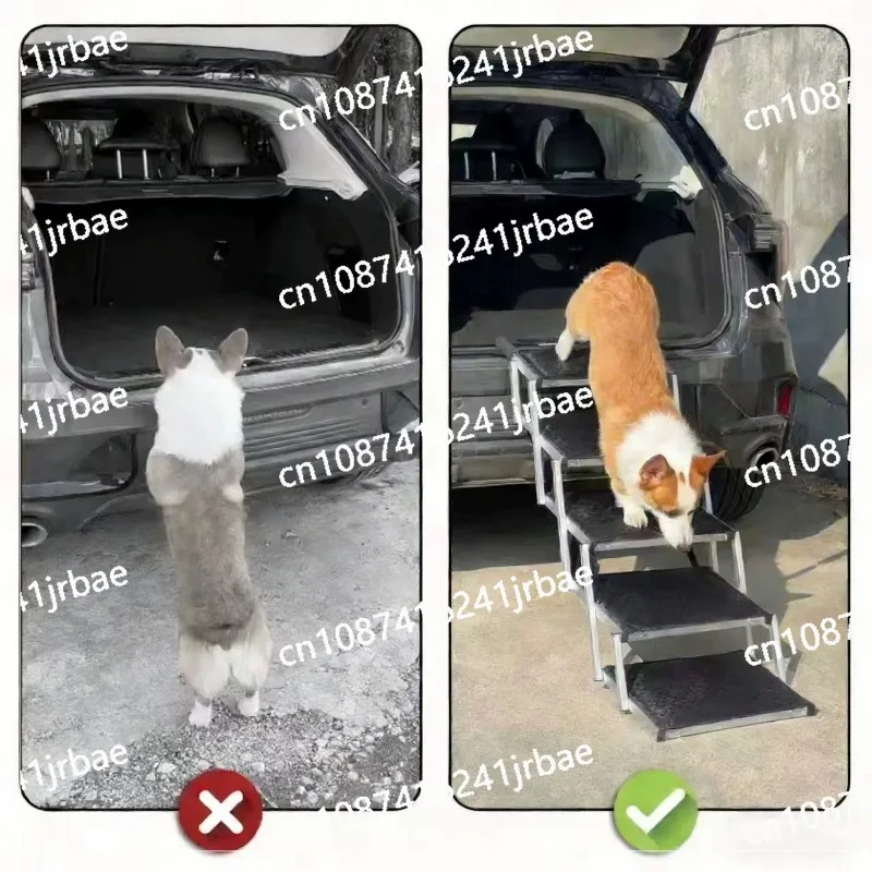 5/6 Steps Dog Ramp Pet Step Stairs with Nonslip Surface Aluminum Fram Cat Dog Ladder for Beds Trucks Cars SUV Support 200 Lbs