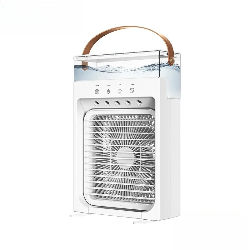 Five-hole spray humidifying desktop fan, colorful light effect 4-speed natural wind portable spray fan