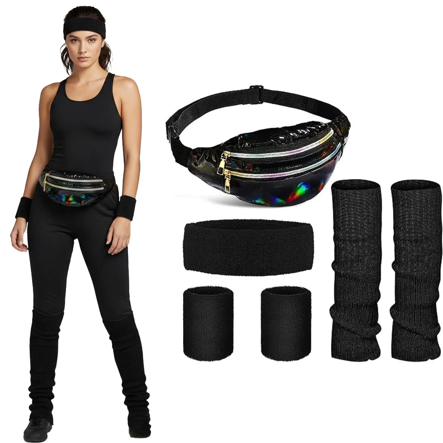 pesenar-conjunto-de-aquecedores-de-pernas-neon-para-mulheres-fanny-pack-holografico-bandana-de-malha-pulseiras-para-yoga-corrida-caminhada-holografica-anos-80