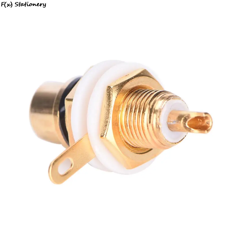 RCA Female Jack 10pcs Plated Connector Gold Panel Mount Chassis Audio Socket Plug Bulkhead White Cycle With Nut Solder Cup