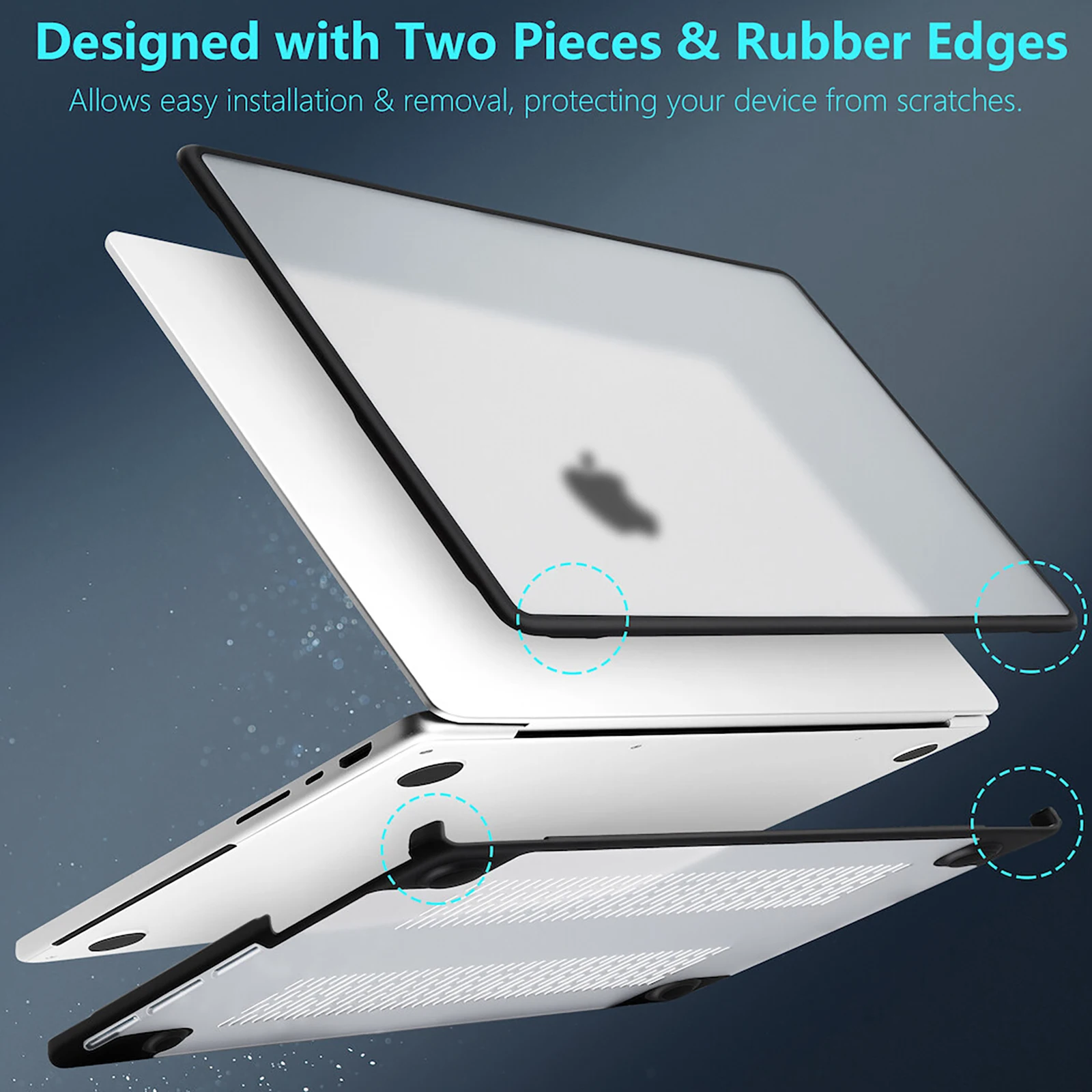 For MacBook Air/Pro M4 M3 M2 M1 Chip Anti-Fingerprint Soft TPU Bumper Case, TPU Case&Laptop Stand Case For MacBook Air 13.6 inch