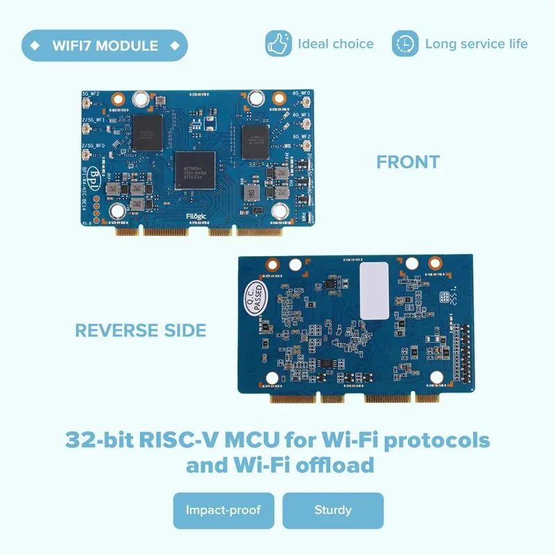 Superior For Banana Pi BPI-R4-NIC-BE14 Wifi7 Module Accessories For BPI-R4 Mediatek MT7995AV Chipset 2 Pcie 3.0 Interface,2-Lane
