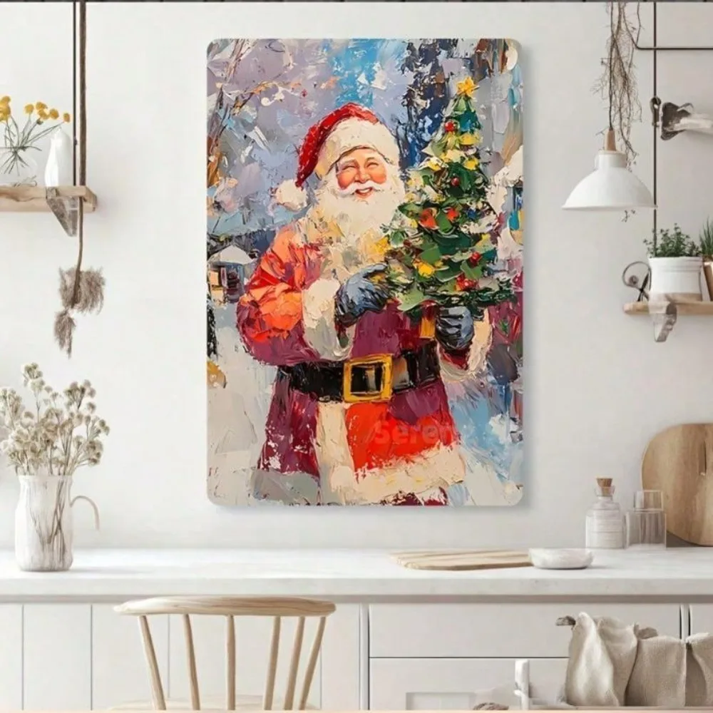 1pc retro metalen kerstman muurschildering - duurzaam roestbestendig aluminium, gemakkelijk op te hangen, binnen/buiten woondecoratie voor slaapkamer/live