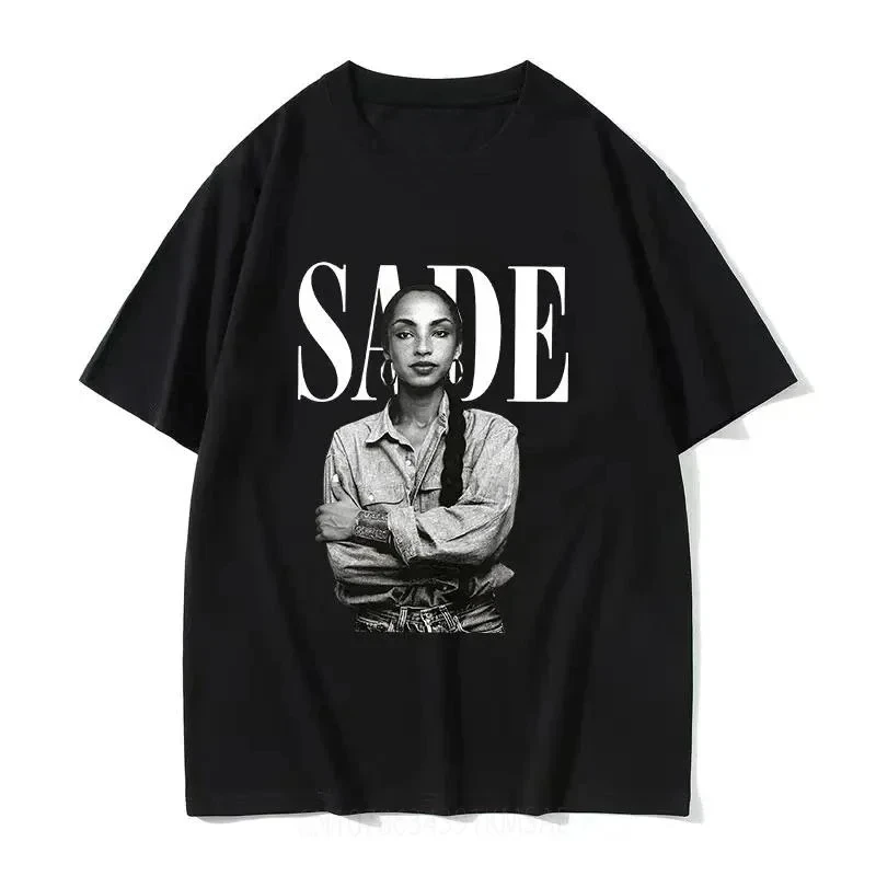 90s Singer S-Sade Print Graphic T Shirt Men Women Hip Hop Vintage Short Sleeve T-shirts  Oversized T-shirt Streetwear Graphic