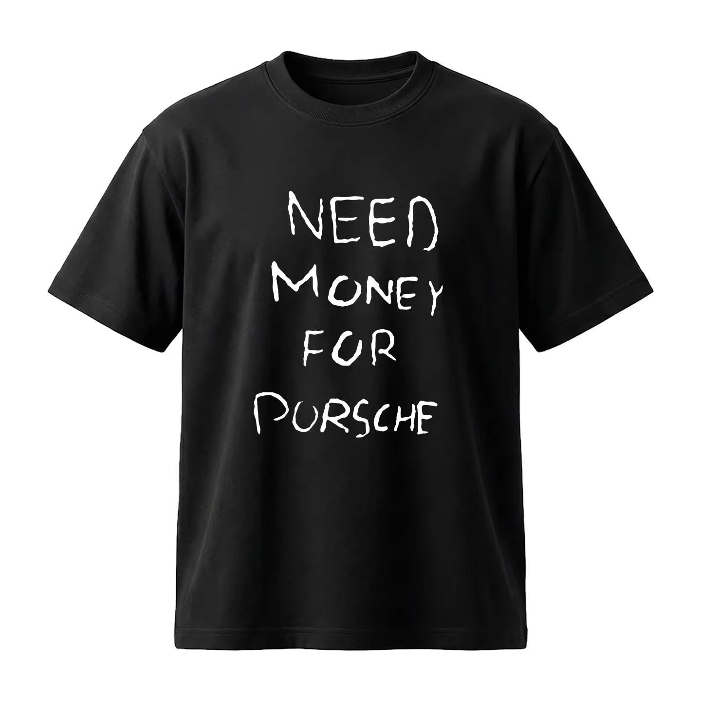 Need Money T-Shirt mit Schriftzug für Herren und Damen, Übergröße, lässig, kurzärmelig, Rundhalsausschnitt, Baumwolle, Unisex, Mode, Streetwear – Detail 5