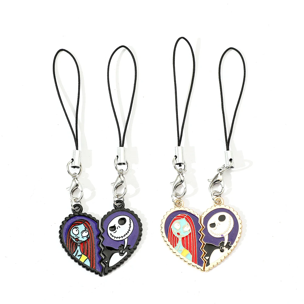 Disney The Nightmare Before Christmas Keychain Cartoon Anime Jack Skellington Sally Pendant Keychain for Couple Gift